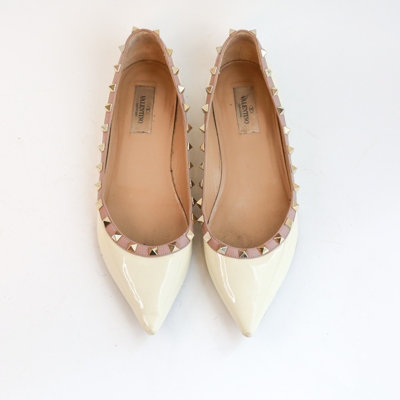 Valentino Shoes - Valentino Ivory Rockstud Ballerina Flats